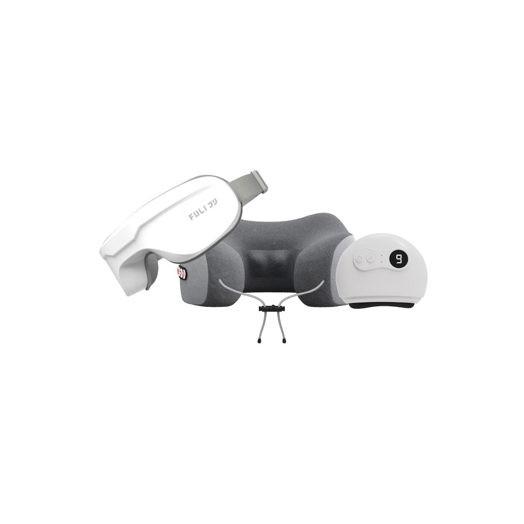 เซตนวดสายบิวตี้ FULI Natural Stone Electric Gua Sha + Ergo Massage Neck Pillow + Smart Eye Massager
