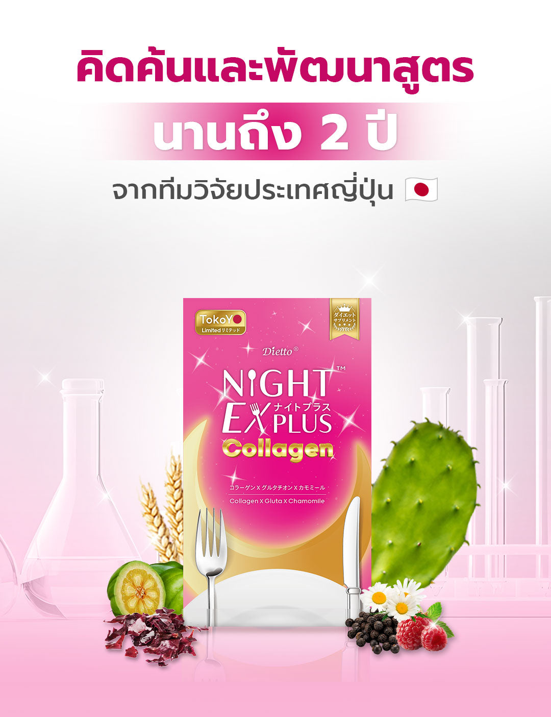 [ซื้อ 10 แถม 10]  สูตรใหม่! Dietto Night Ex Plus Collagen | ไดอะโตะ ไนท์ อีเอ็กซ์ พลัส คอลลาเจน  (ตรา โทโกโยะ) 30 แคปซูล | ダイエット ナイトEXプラス コラーゲン 30錠入り - 20 กล่อง รวม 600 แคปซูล แถมฟรี SAMSUNG ไมโครเวฟ 20 ลิตร
