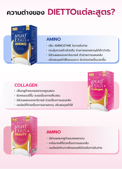 [ซื้อ 2 สูตรคู่กัน] Tokoyo Night Ex Plus [Amino] & [Collagen] | 30 แคปซูล*2 - รวม 60 แคปซูล